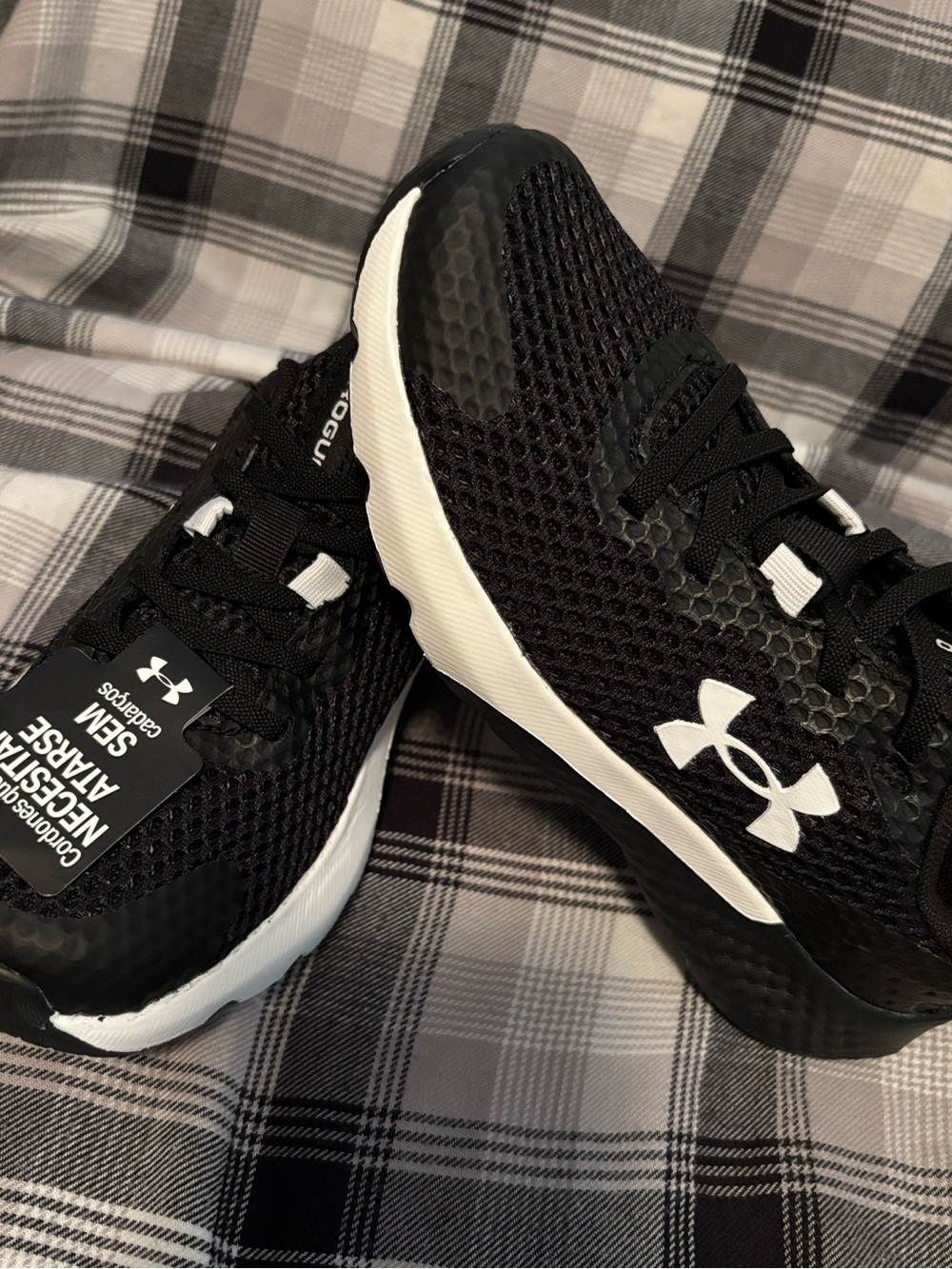 Under Armour Kids Black and White Mesh Athletic Sneakers